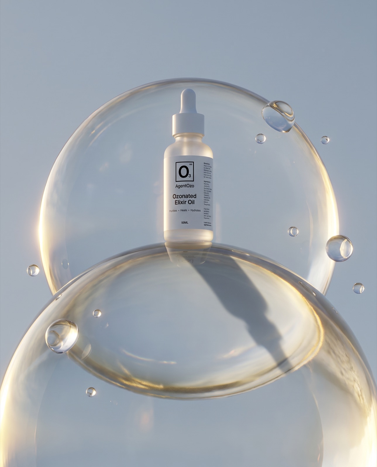 Ozonated Elixir Oil on oxygen bubbles