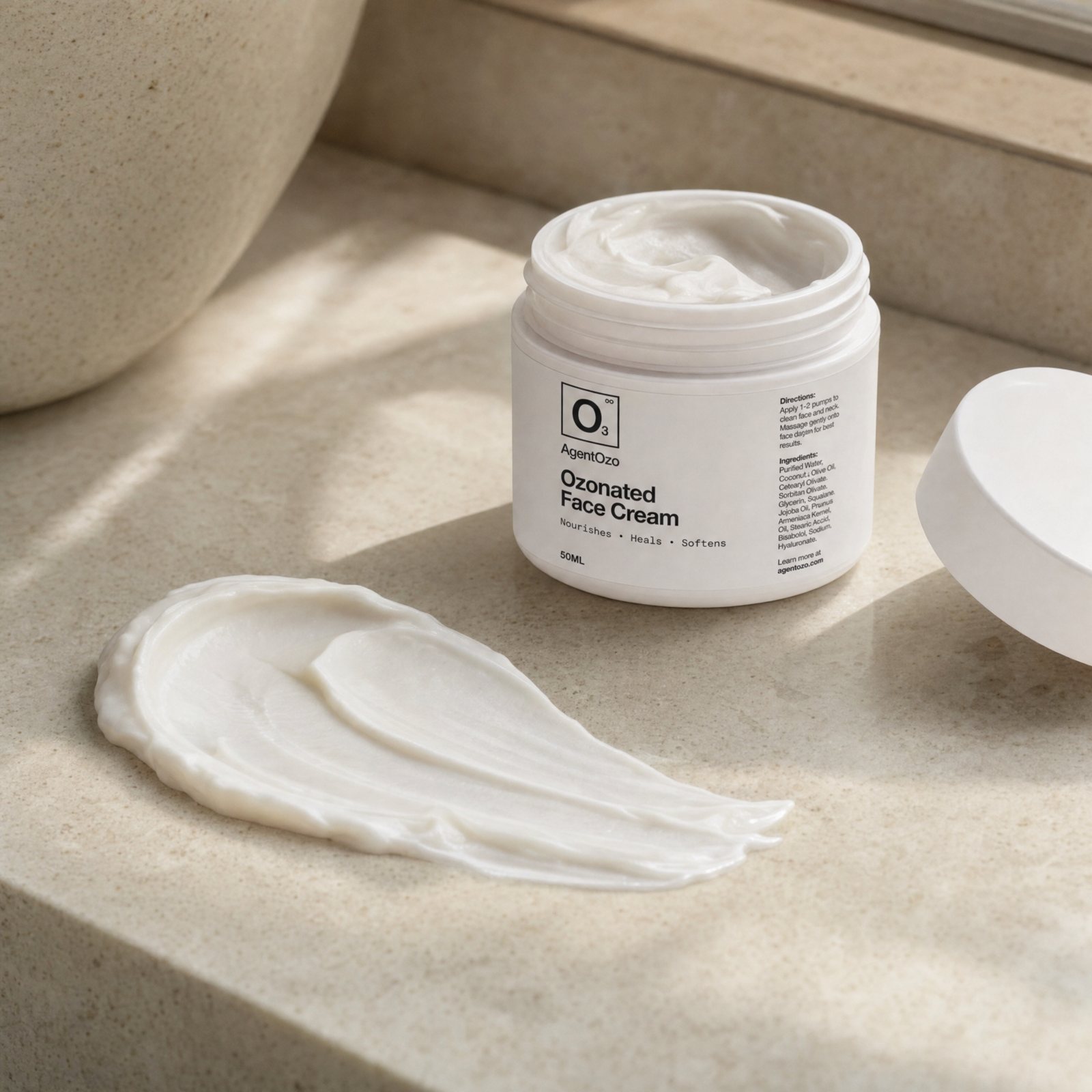 OzoMD Ozonated Face Cream texture swoosh
