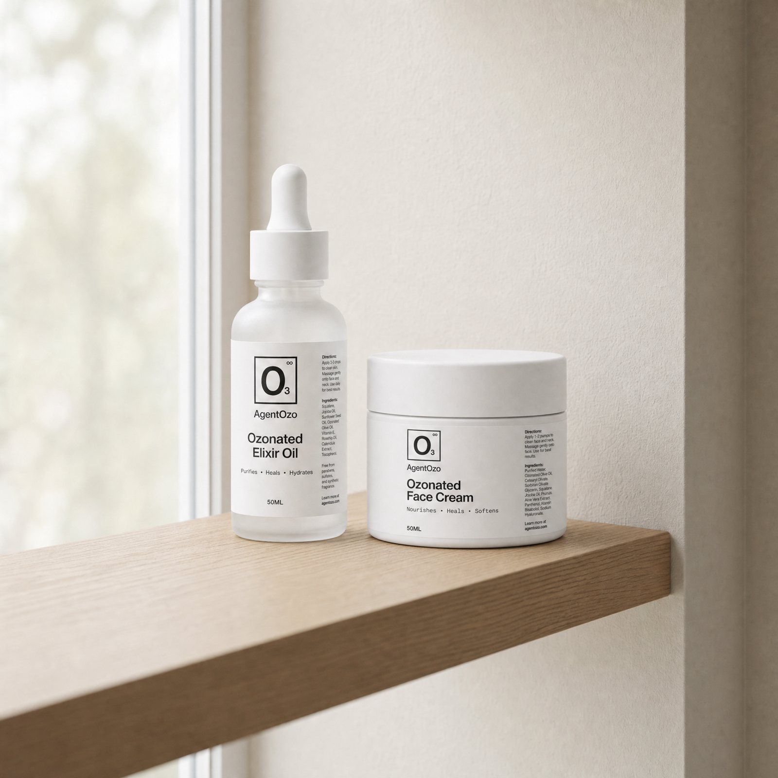 The OzoMD recovery ritual: ozonated olive oil elixir and face cream