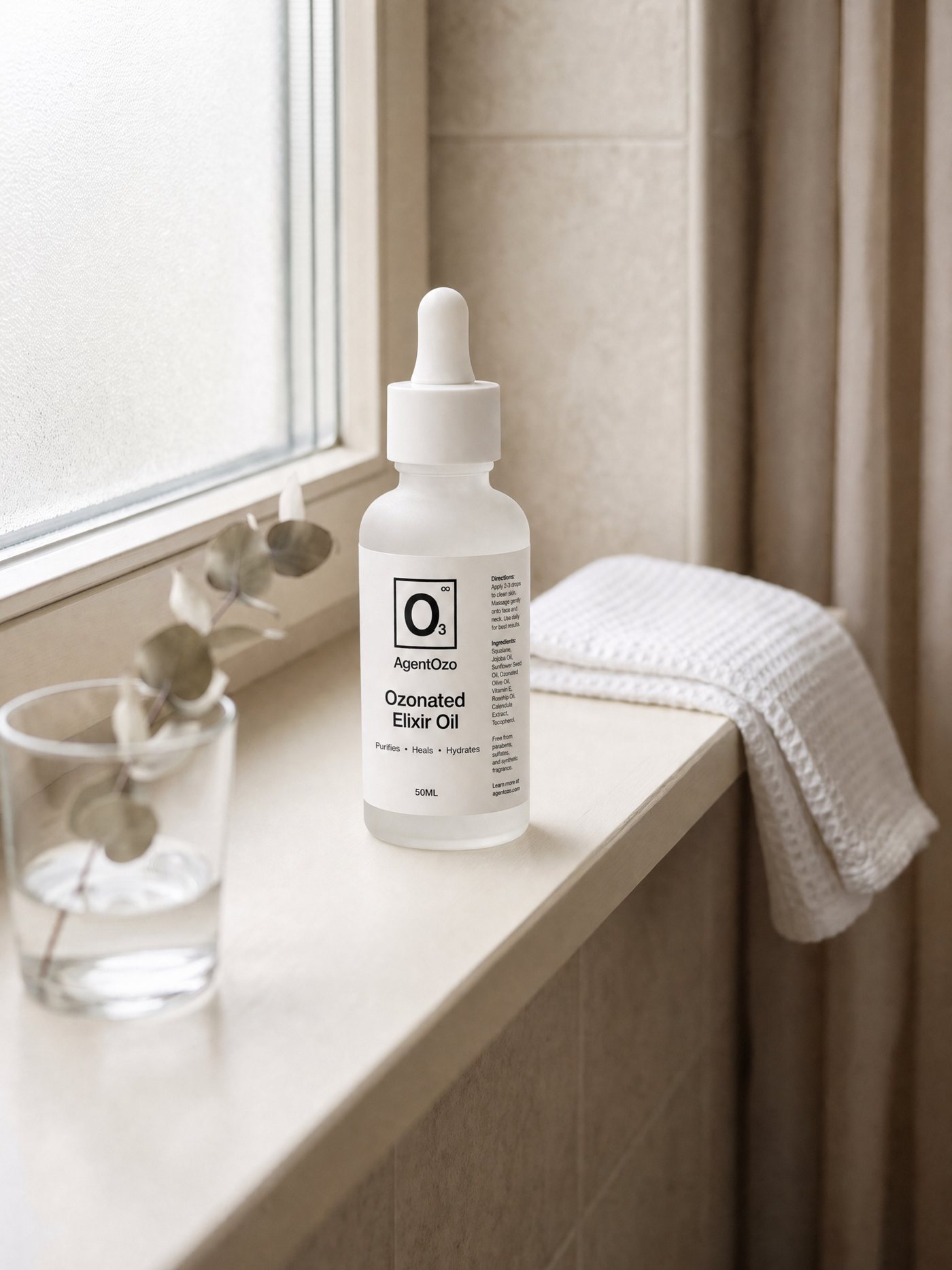 A calm skincare moment in the days after a chemical peel: gentle cleanser, recovery oil, barrier cream, and sunscreen