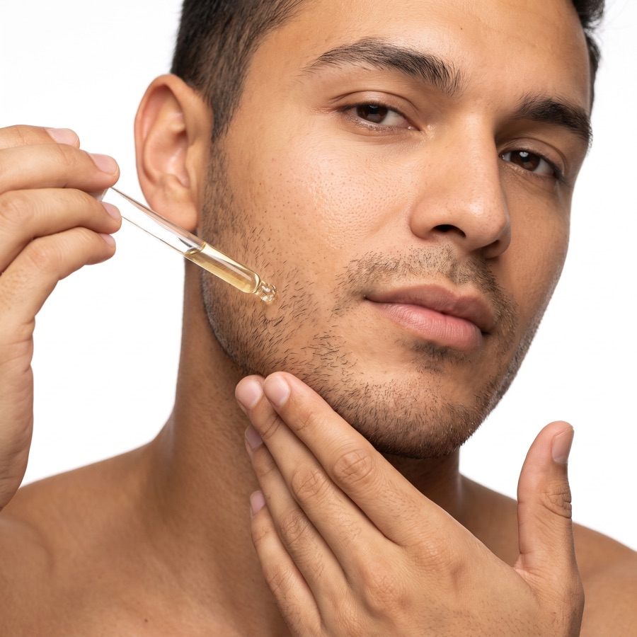 Pressing oil into skin after shaving